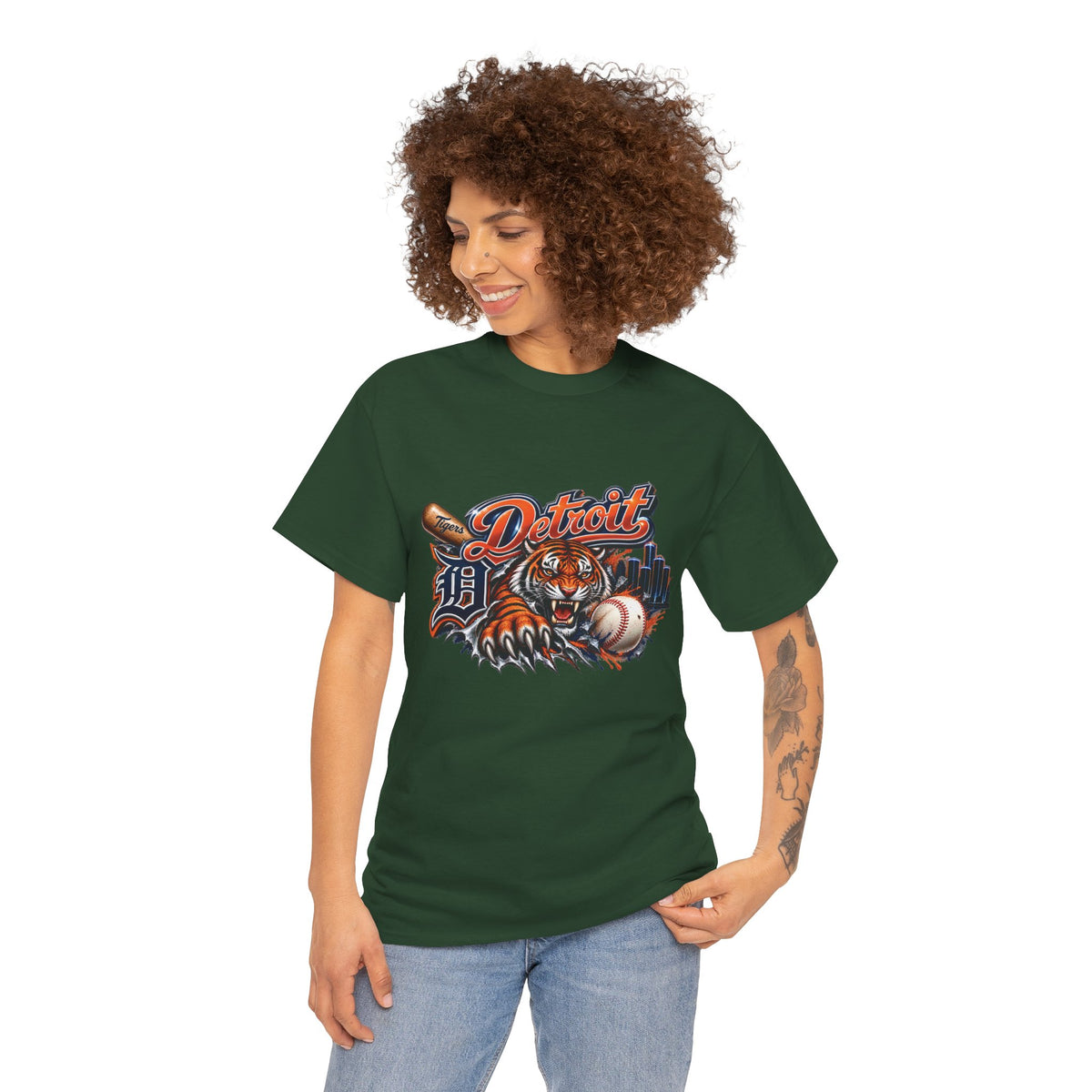 Detroit Tiger Baseball T-Shirt | Detroit skyline, claw marks