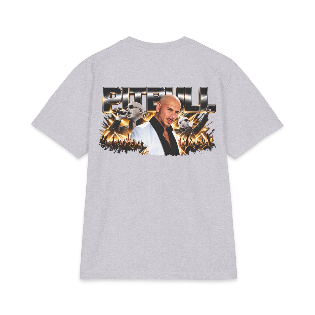 Pitbull Graphic T-Shirt | Hip Hop Logo, Portrait, Gold Chrome Lettering