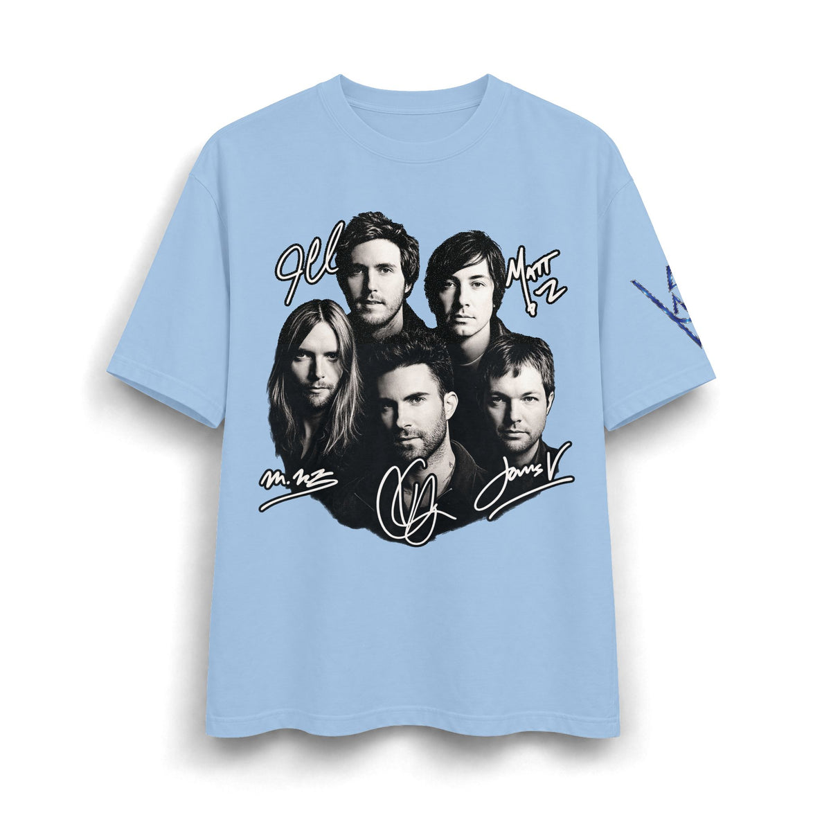Signed Band Portrait T-Shirt Maroon 5 | Retro Rock Logo on Back