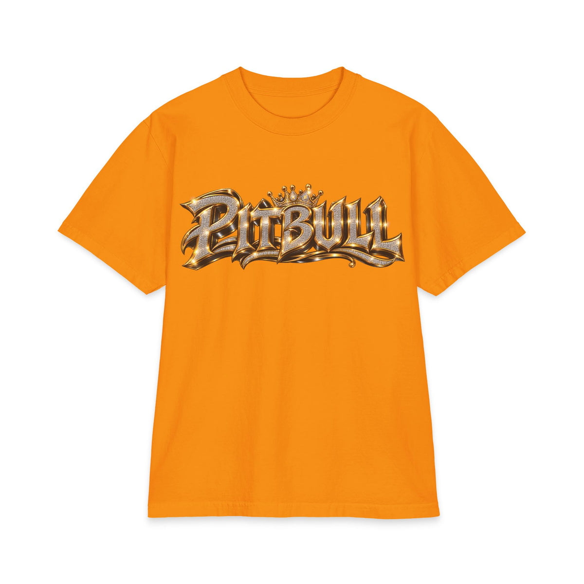 Pitbull Graphic T-Shirt | Hip Hop Logo, Portrait, Gold Chrome Lettering