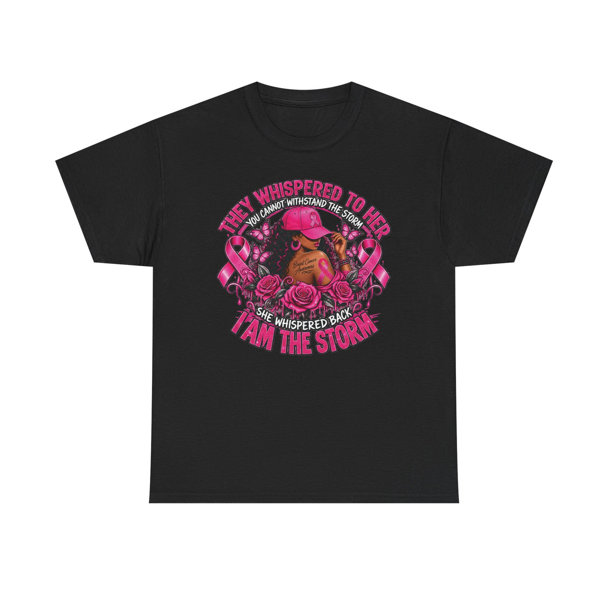 I Am the Storm Breast Cancer Awareness T-Shirt | Warrior Rhino Design, Pink Ribbons