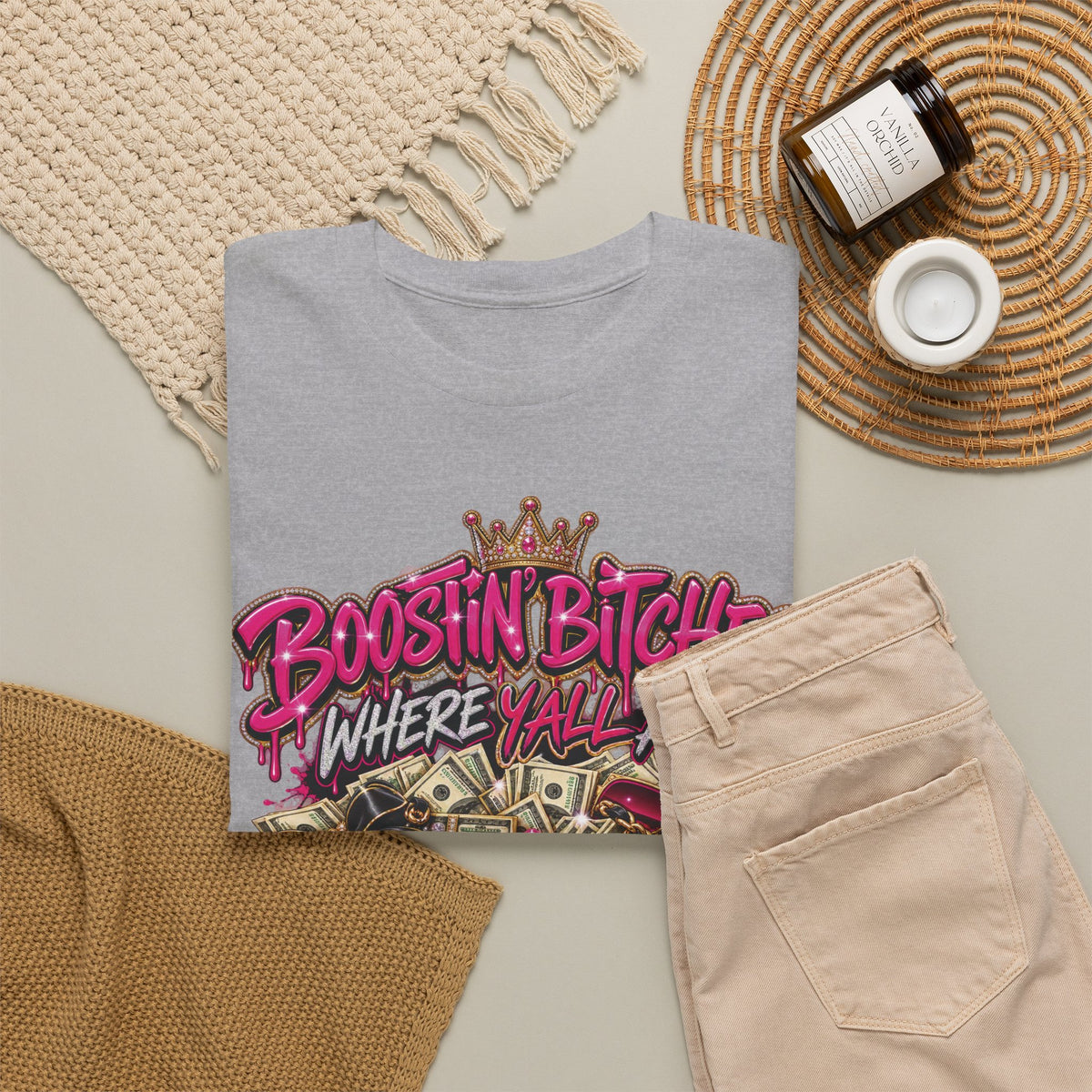 Boostin Bitches Where Y'all At? graphic tee | Money skull streetwear