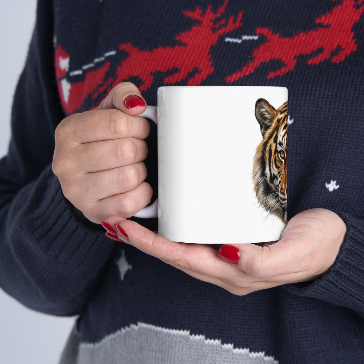 Tiger Face with Detroit Script Mug | Ceramic Coffee Cup