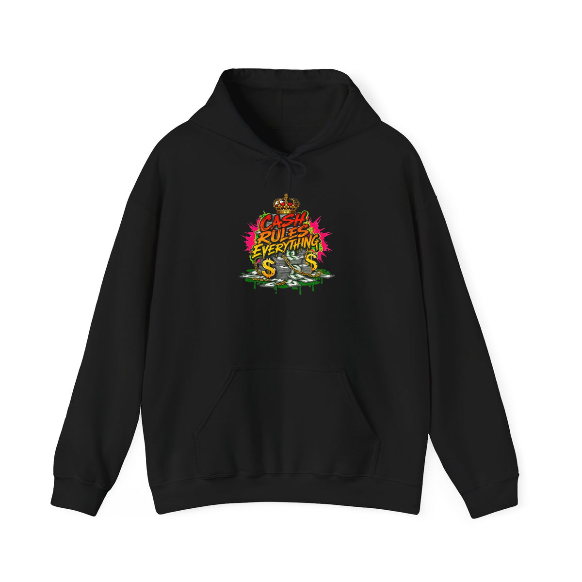 Cash Rules Everything Around Me Hoodie | Graffiti Money Crown Streetwear