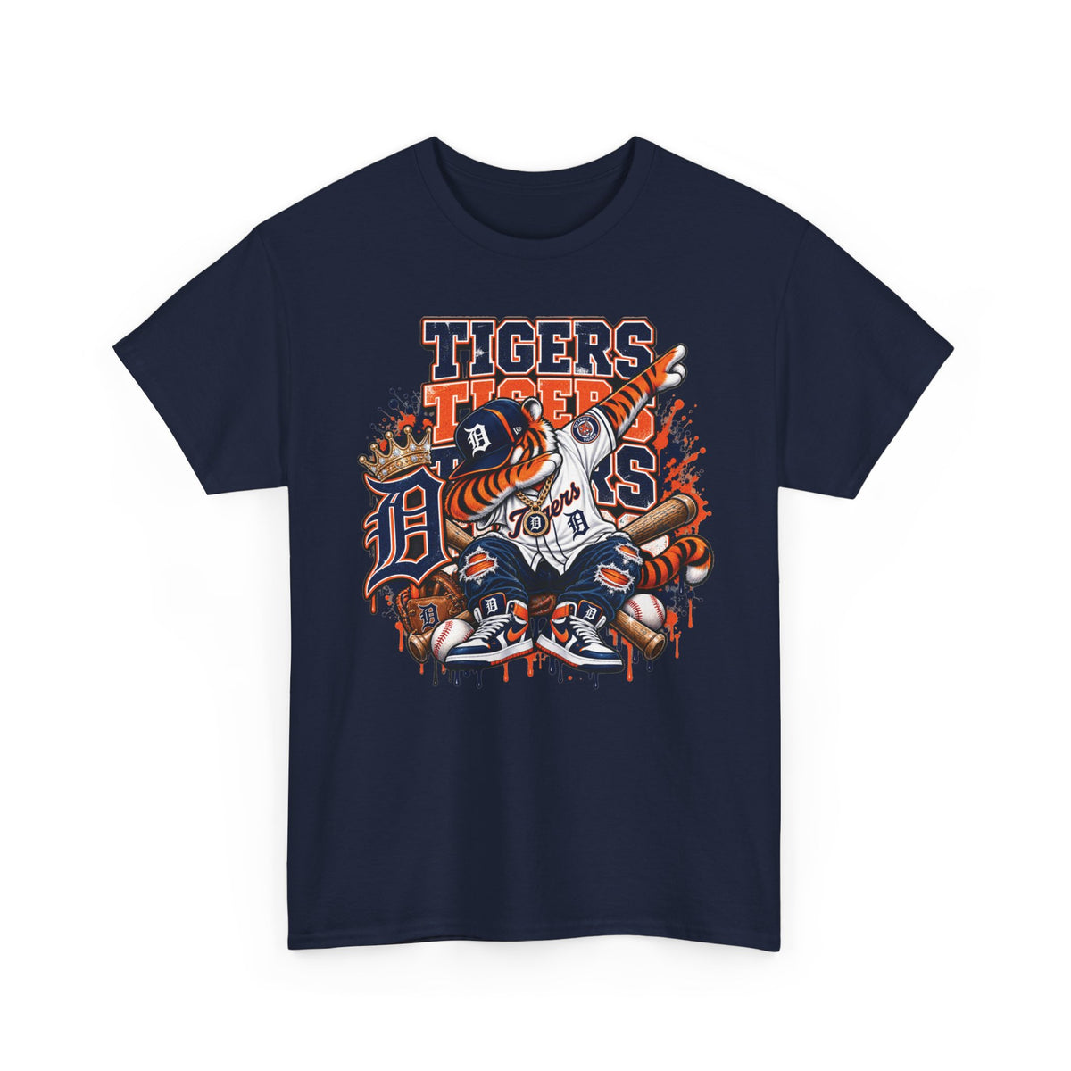 Detroit Tigers Mascot Baseball Tee | Vintage Tiger Batter Design