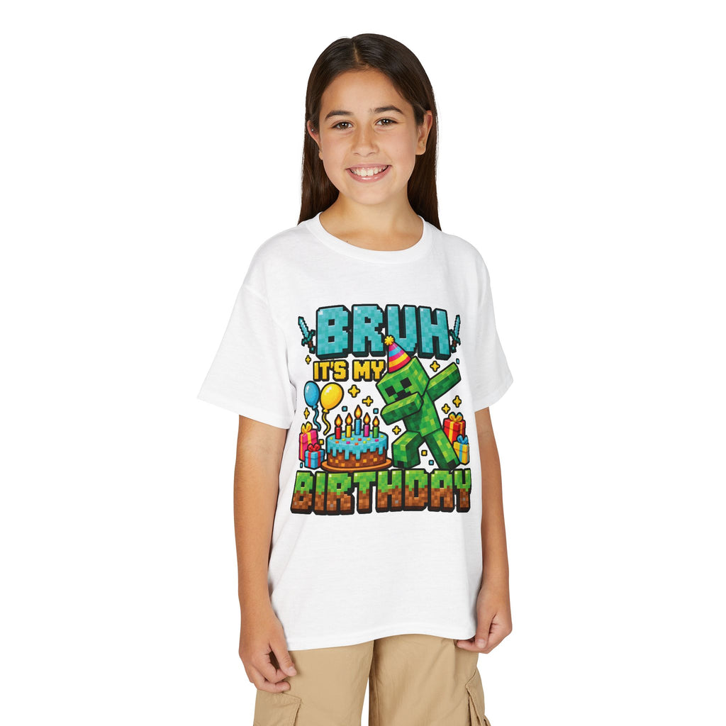 Bruh It’s My Birthday Minecraft-Inspired Youth T-Shirt