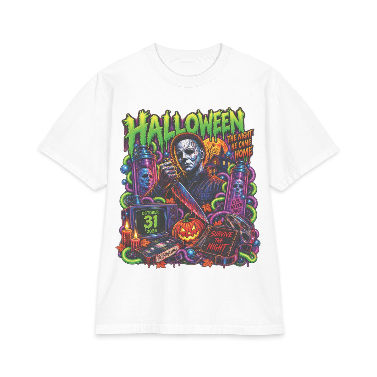 Halloween Michael Myers Horror Movie T-Shirt | Retro Neon Slashers