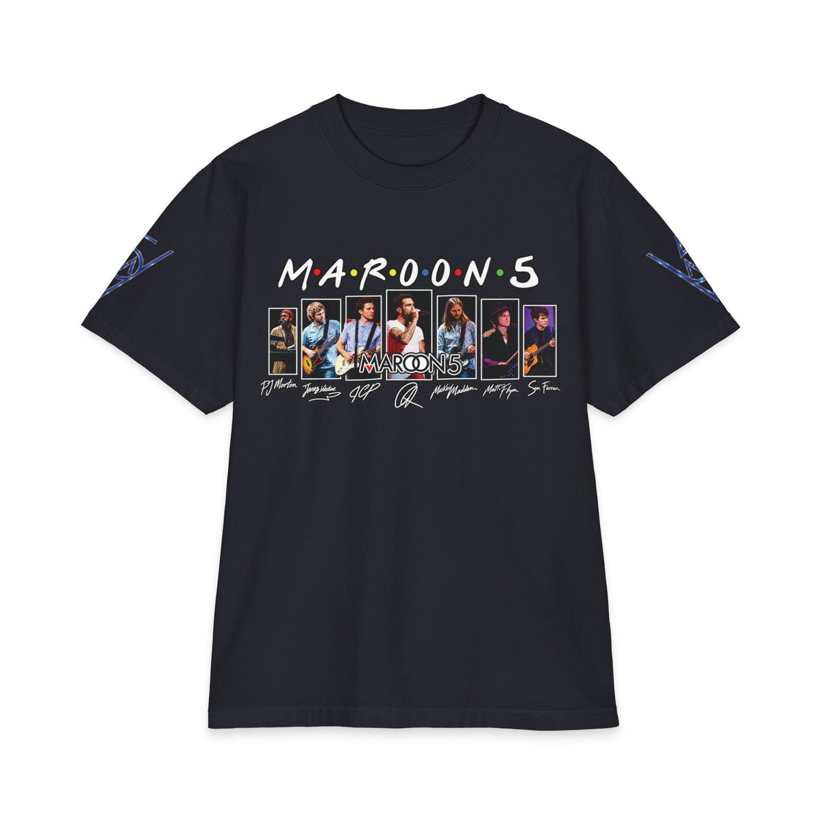 Maroon 5 band photo collage T-Shirt | Tour style sleeve logo