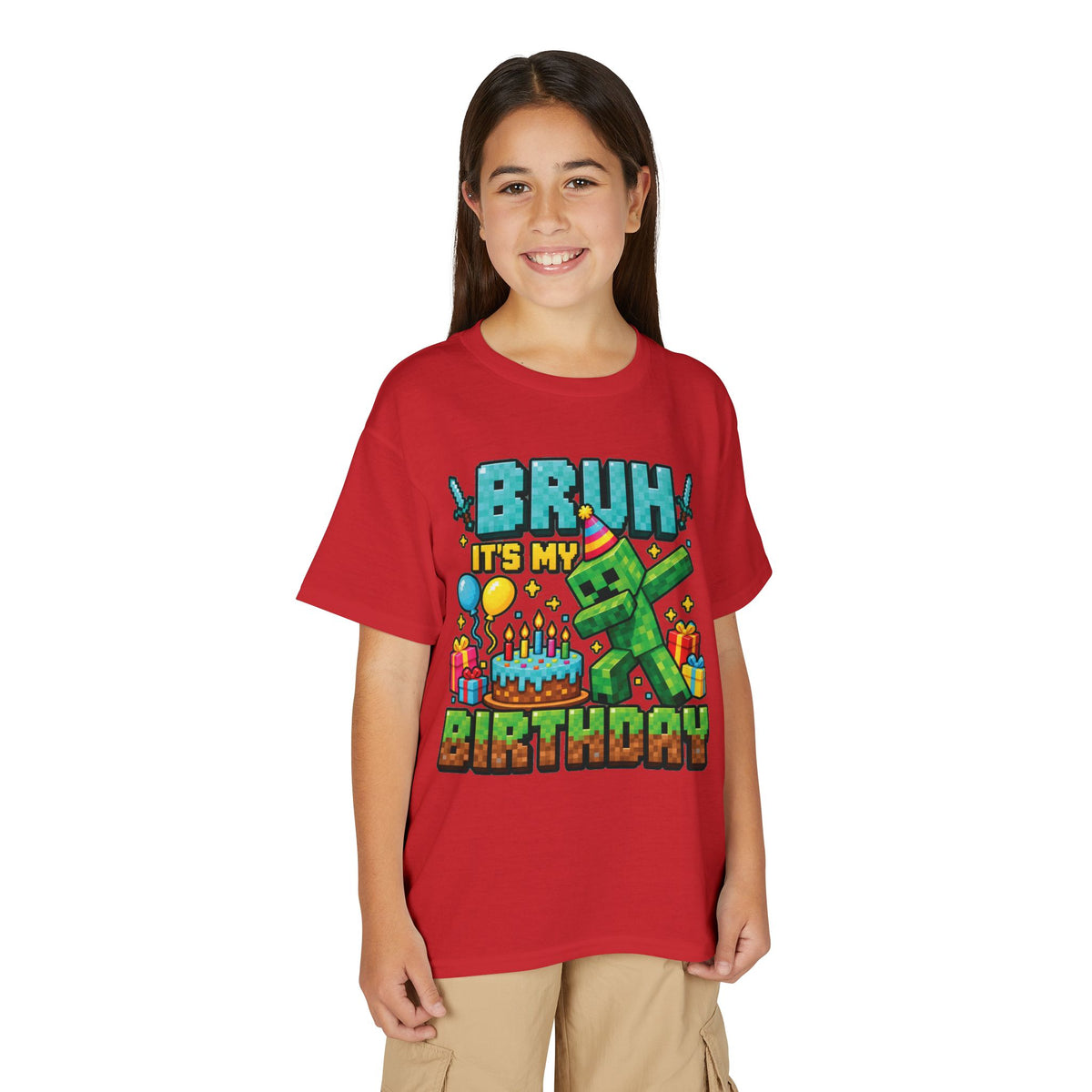 Bruh It’s My Birthday Minecraft-Inspired Youth T-Shirt