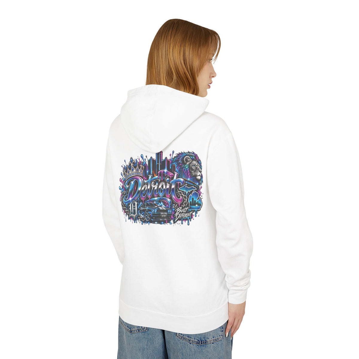 Detroit Retro Graffiti Hoodie | Lion, Skyline, Football Illustration