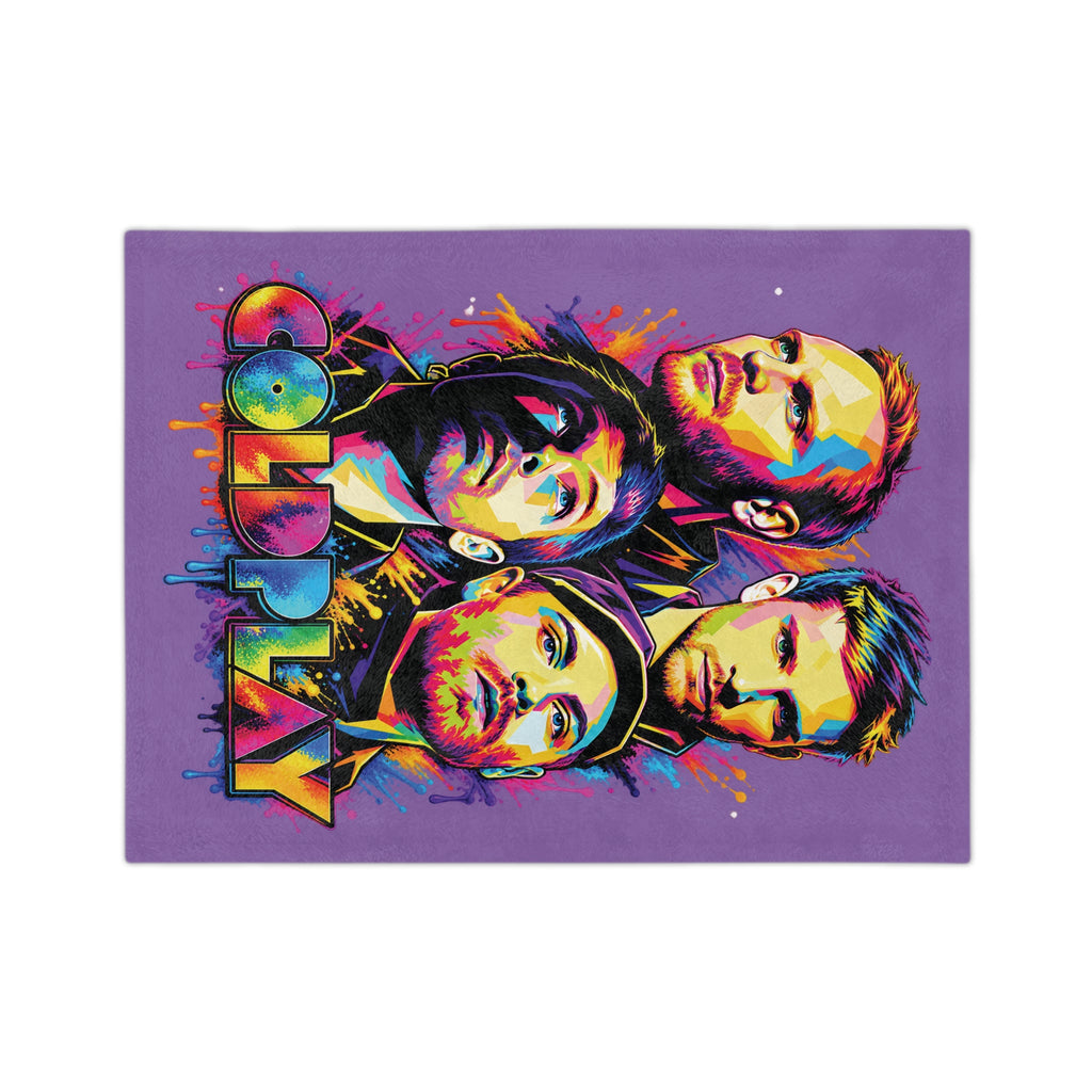 Coldplay band portrait Velveteen blanket | colorful pop art music throw