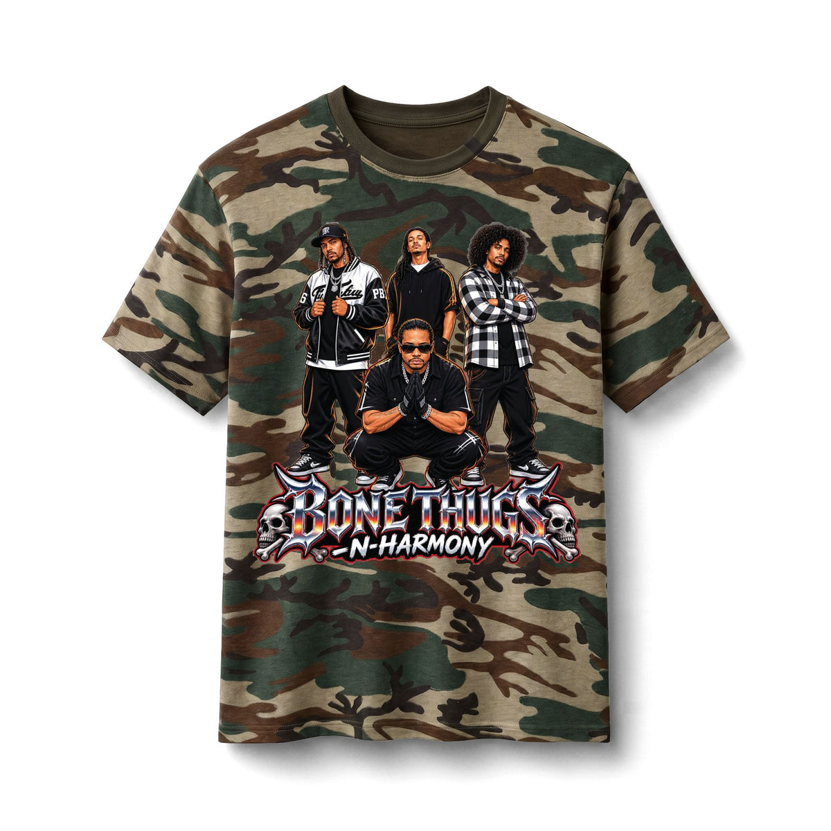 Bone Thugs N Harmony Graphic Tee | Camo Cotton T-Shirt