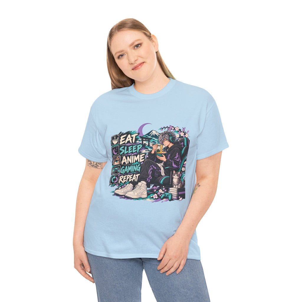 Eat Sleep Anime Gaming Repeat Video Game Graphic T-Shirt