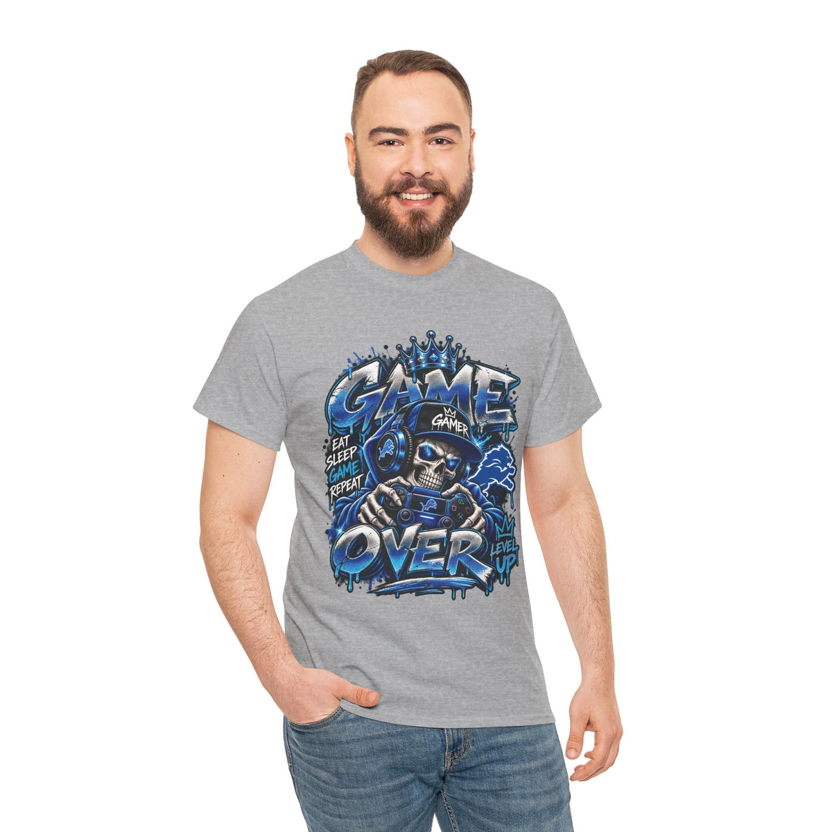 Game Over Skull Gamer Tee | Video Game Controller Graphic Shirt