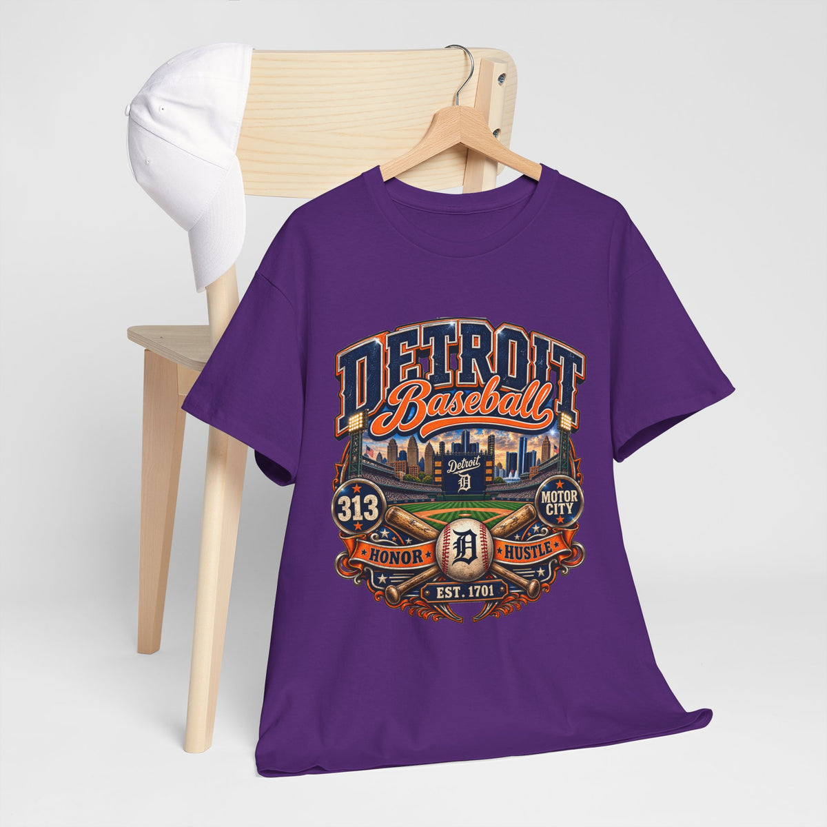 Detroit Baseball Tee | Motor City 313 Vintage Baseball Design