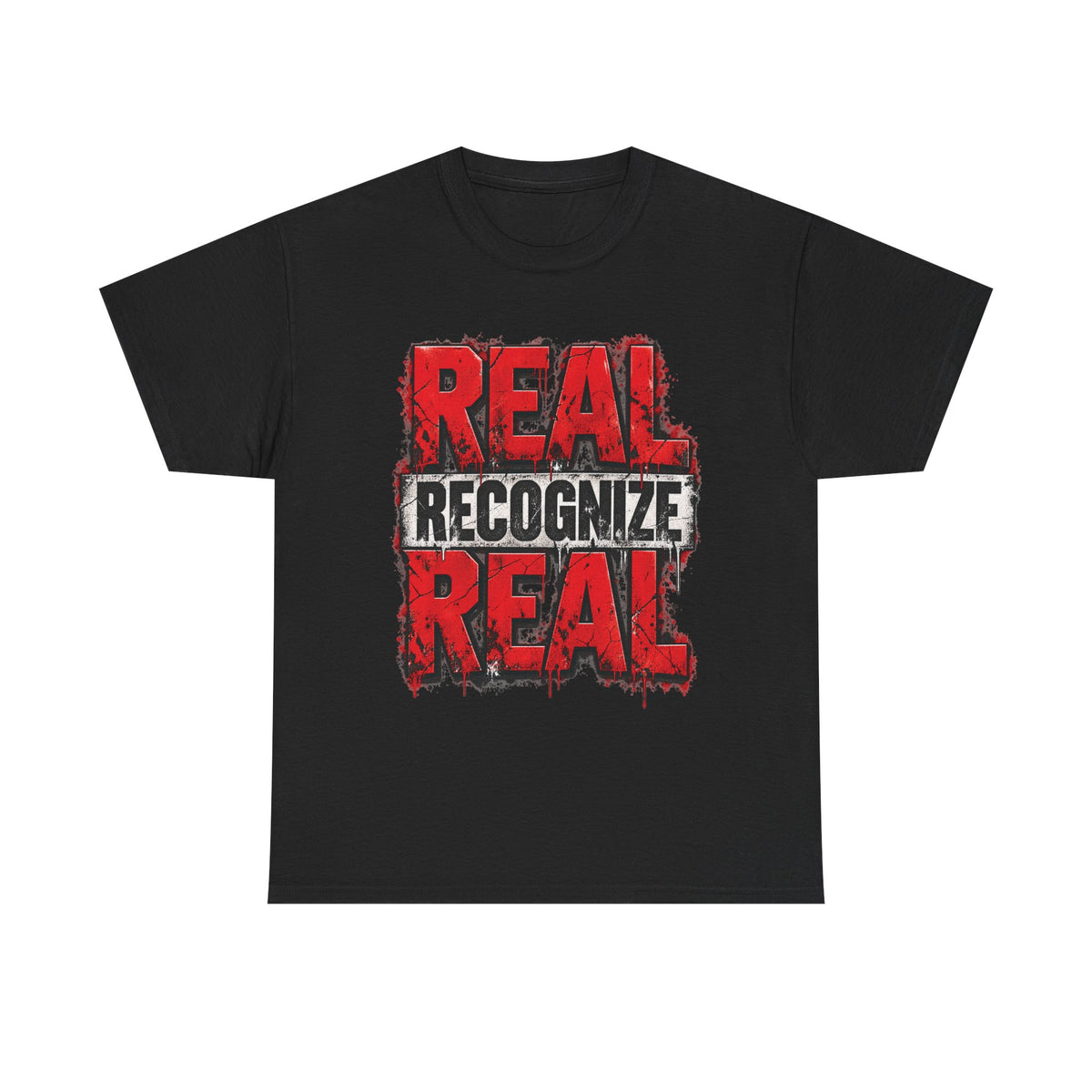 Real Recognize Real Tee | Bold Distressed Red Typography