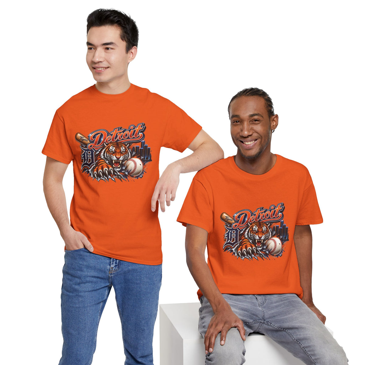 Detroit Tiger Baseball T-Shirt | Detroit skyline, claw marks