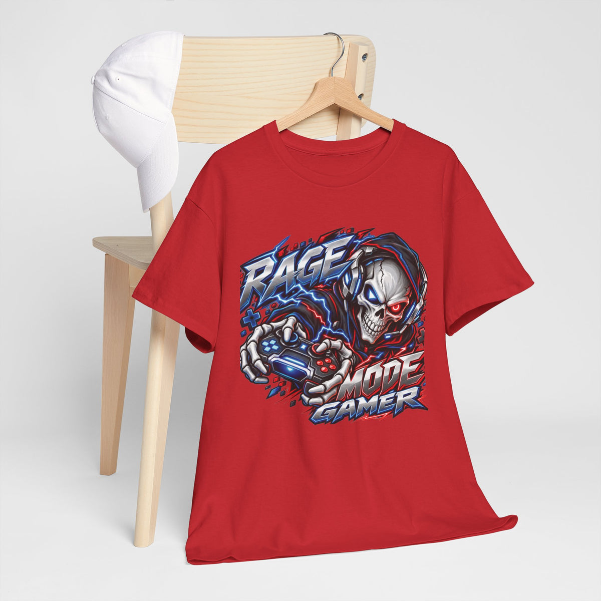 Rage Mode Gamer Skull Graphic T-Shirt