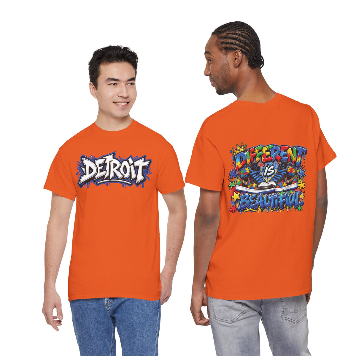 Detroit Graffiti Autism Tee | Different Is Beautiful backprint