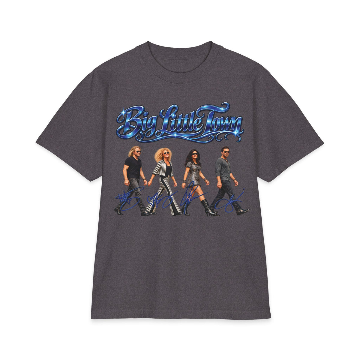Big Little Town County Team T-Shirt | Band Member Silhouette Crossing Road