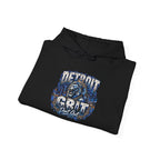Detroit Grit graphic Hoodie | Motor City skyline, industrial vintage design